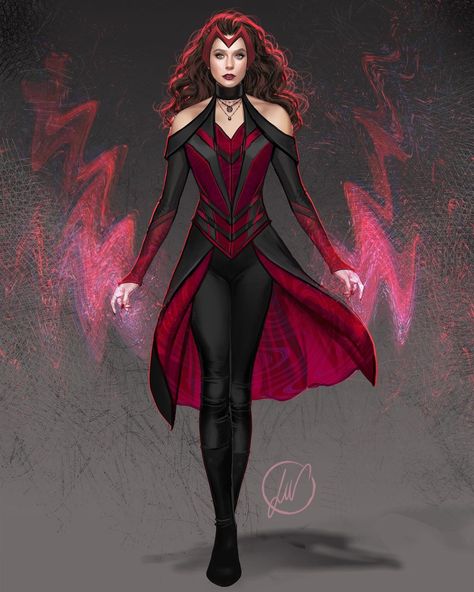 Mcu Concept Art, Fanfic Outfits, Mcu Art, Spirit Woman, The Scarlet Witch, Superhero Suits, Mask Drawing, Witch Dress, Female Superhero