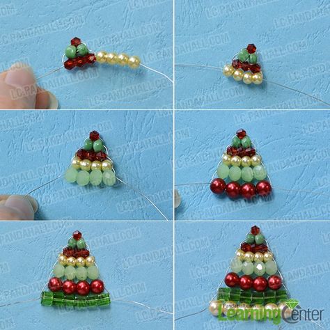 Jewelry With Beads, Bead Christmas Tree, Christmas Tree Jewelry, Beaded Christmas Tree, Christmas Jewelry Diy, Bead Ornaments, Beads Christmas, Holiday Beading, Tree Jewelry