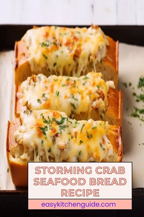 Take your baking skills to the next level and wow your family and friends with this delectable Storming Crab Seafood Bread. Learn how to make it here! Storming Crab Seafood Bread Recipe, Seafood French Bread, Crab Cheese Bread, Crab Garlic Bread, Seafood Garlic Bread, Storming Crab Seafood Bread, Cheesy Crab Bread, Crab Bread Cheesy, Stuffed Seafood Bread Bowl