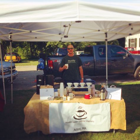 Farmers Market #coffee #muddywatercoffee Farmers Market Coffee Stand, Framers Market, Coffee Farmers, Mobile Coffee Shop, Mobile Coffee, Coffee Stand, Market Table, Coffee Shop Bar, Coffee Stands