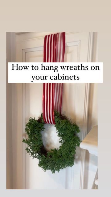 Wreath Hung On Wall, Wreath In Kitchen Above Stove, Cabinet Door Wreaths Christmas, Christmas Wreath On Kitchen Cabinet Doors, Wreaths Kitchen Cabinets, Wreath Kitchen Cabinet, Wreaths For Cabinet Doors, Christmas Wreaths On Cabinets, Kitchen Cabinet Christmas Wreaths