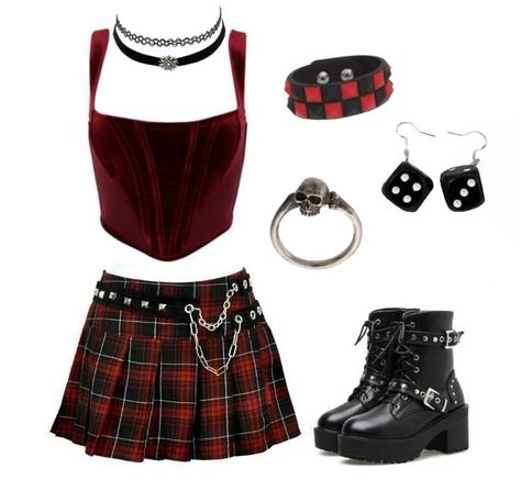 Monster High Aesthetic Clothes, Pop Rock Outfit, Polyvore Outfits Aesthetic, Outfit Band, Gothic Closet, Outfit Konser, Streamer Dr, Egirl Outfits, Bratz Inspired Outfits