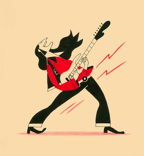 Rock N Roll Illustration, Rock N Roll Design, Happy Birthday Rock And Roll, Rock And Roll Drawings, Rock Music Illustration, Rock And Roll Illustration, Rockstar Illustration, Rockstar Cartoon, Rock Band Illustration