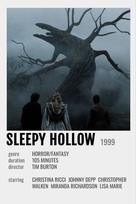 Sleepy Hollow Movie, Halloween Movie Poster, The Fall Movie, Polaroid Movie Poster, Halloween Month, Indie Movie Posters, Minimalistic Poster, Creepy Movies, Iconic Movie Posters