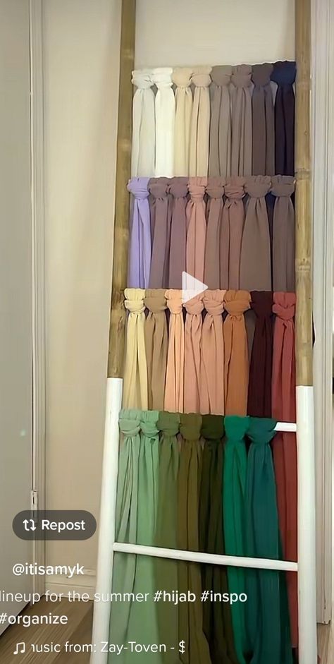 Hijab Closet Organization, Hijab Organization Ideas Closet, Hijab Organisation, Hijab Storage Ideas, Hijabi Essentials, Hijab Organization Ideas, Hijab Organization, Hijab Organizer, Halal Clothes