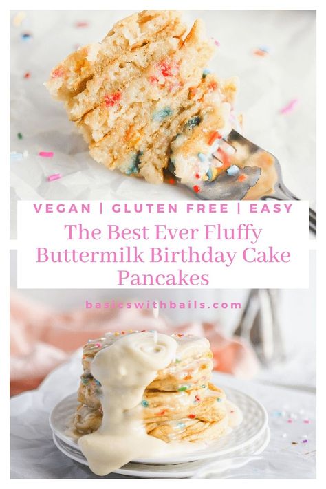 Cake Batter Pancakes, Birthday Cake Pancakes, Gluten Free Birthday Cake, Cake Pancakes, Birthday Cake Flavors, Cake For Breakfast, Gluten Free Granola, Chocolate Granola, Pancakes Ingredients