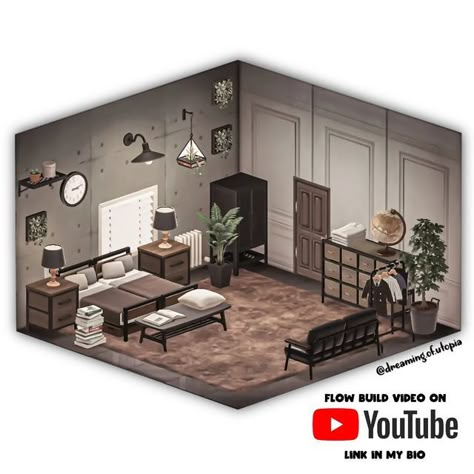 Aline on Instagram: "Hello lovely acnh community 🤗 I have made available the flow build for a new bedroom interior Link in my bio Thank you and a lovely day to you all 😍 Preset by @/pcrossing Tags #animalcrossing #animalcrossingnewhorizons #newhorizons #animalcrossinghappyhomedesigner #animalcrossingcommunity #あつ森 #acnhcommunity #animalcrossingfandom #acnhhhp #nintendogames #animalcrossingdesigns #acnhidea #acnhinspo #crossingcreations #acnhaesthetic #acnhideas #acnhinteriors #animalcrossi Bedroom Acnh Ideas, Acnh Small Bedroom, Acnh 6x6 Room Design, Acnh Modern Bedroom, Acnh Hhp Bedroom Ideas, Animal Crossing Living Room Ideas Black, Acnh Interior, Acnh Hhp Apartment, Acnh Bedroom Ideas