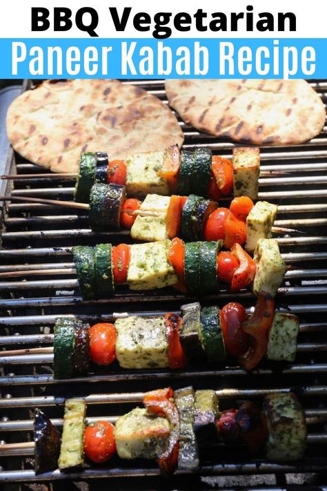 Bbq Paneer, Paneer Kabab, Indian Entree, Bbq Veggies, Veggie Kebabs, Grilled Paneer, Vegetarian Bbq, Wooden Skewers, Marinated Vegetables