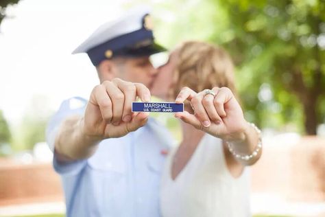 Coast Guard Wedding Ideas, Military Wedding Marine, Military Wedding Army, Coast Guard Wedding, Forever Pictures, Coast Gaurd, Military Engagement Photos, Summer Fashion Ideas, Military Weddings