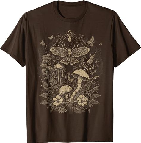 #mushroom #moth #butterfly #flower #floral #fashion #fairycore #boho #spiritual #asthetic #brown #earth #earthy #vibes Butterfly Grunge, Moth Aesthetic, Grunge Fairycore Aesthetic, Grunge Fairycore, Fairycore Aesthetic, Women Graphic, Luna Moth, Moth, Graphic T Shirt