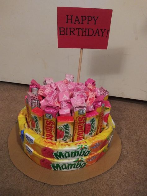 Starburst and Mamba candy cake Starburst Cake Birthday, Mamba Candy, Starburst Candy, Candy Cake, Candy Desserts, Snack Recipes, Coco, Birthday Cake, Nail Designs