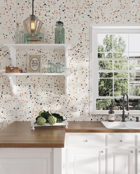 ✨Introducing our new 24” x 24” poured concrete terrazzo tiles to add 70s style to floors, backsplash makeovers, showers, patios, commercial builds, and more! Choose from 6 different colors to create a mesmerizing wall or floor masterpiece. Swipe through and discover the full collection! Terrazzo Kitchen Backsplash, Terrazzo Kitchen, Concrete Terrazzo, Colorful Backsplash, Creative Flooring, Terrazzo Tile, Terrazzo Tiles, Large Format Tile, Poured Concrete