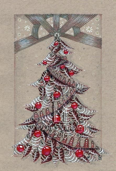 Zentangle Christmas Tree Ideas, Christmas Zentangle Art, Zentangle Christmas Patterns, Christmas Zentangle Ideas, Zentangle Christmas Tree, Christmas Card Drawing Ideas Hand Drawn, Zentangle Christmas Cards, Winter Zentangle, Christmas Zentangle Patterns