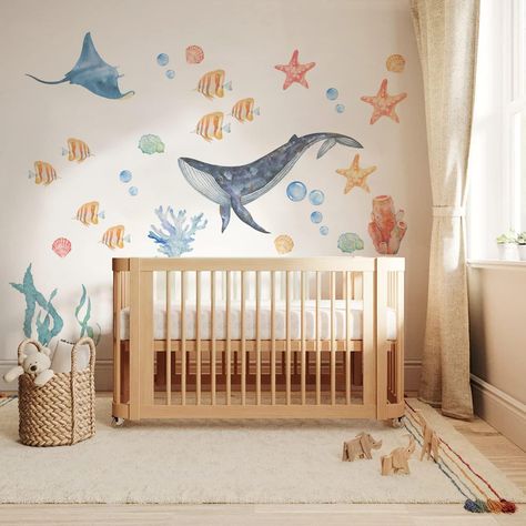 Amazon.com: funlife Watercolor Wall Decals Peel and Stick, Ocean Animals Wall Stickers, Under The Sea Wall Decal Stickers for Kids Room Bedroom Playroom Nursery Room, Sea Animals 2 : Baby Ocean Baby Rooms, Ocean Kids Room, Ocean Room Decor, Grandkids Room, Sea Nursery, Bathroom Wall Stickers, Ocean Room, Ocean Nursery, Playroom Nursery