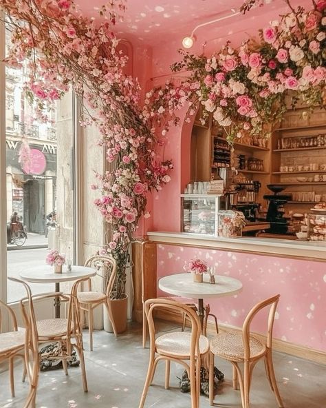 Girly Coffee Shop, Cafe In Paris, Smoothie Shop, Pink Cafe, Bakery Design Interior, Bakery Decor, Store Hacks, Dollar Store Hacks, Bakery Design