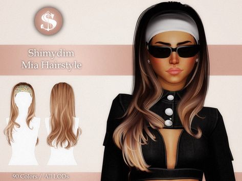 The Sims Resource - [PATREON] Mia Hairstyle Sims 4 Hair Updo, Alpha Cc Hair, Sims 4 Alpha Cc Hair, Long Hair With Curls, Sims 4 Alpha Cc, Hair Ts4, Hair With Curls, Curls For Long Hair, Female Hair