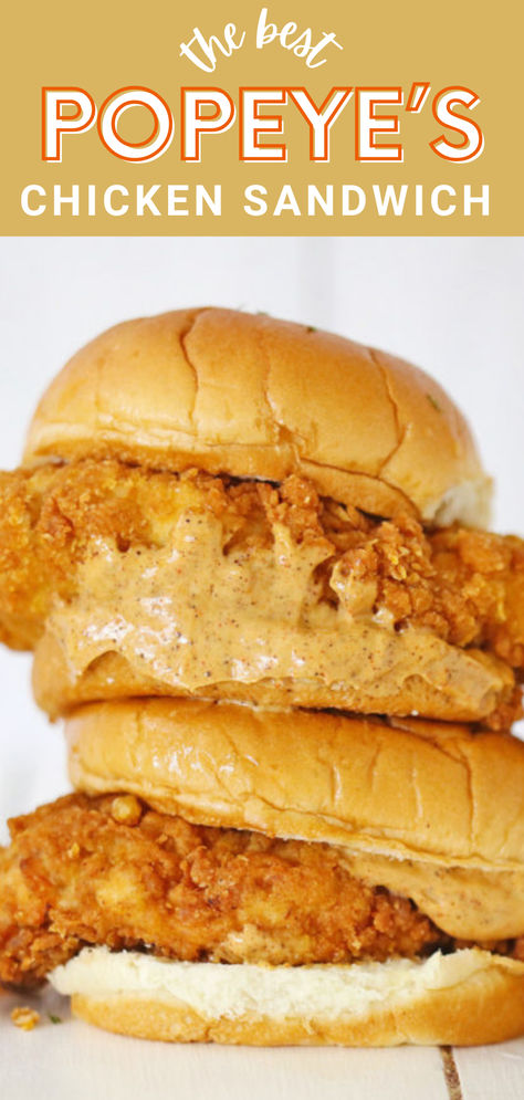 Popeyes chicken sandwich (copycat) Chicken Sandwich Sauce, Popeyes Food, Homemade Chicken Sandwich, Popeyes Spicy Chicken Recipe, Popeyes Chicken Sandwich Recipe, Popeyes Chicken Sandwich, Amazing Dinners, Spicy Sandwich, Quick Delicious Dinner