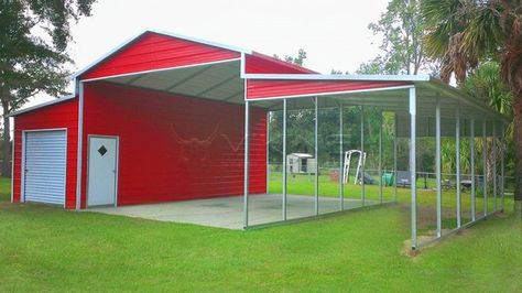 Rv Shed With Living Quarters, Rv Barn, Metal Carport Kits, Carport Prices, Shed Design Plans, Rv Carports, Carport With Storage, Carport Kits, Metal Shop Building