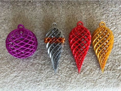 Here's a collection of spiral-shaped ornaments that I designed in Blender. You can get beautiful results by switching colors as they print. Please also see: Light-up Christmas Star Ornament Modular Festive Christmas Ornaments Festive Spiral Christmas Ornaments Festive Christmas Ornaments 4 Snowflake Ornament 3d Print Christmas Earrings, 3d Printing Christmas Ornaments, Christmas Ornaments 3d Print, 3d Printed Ornament, 3d Printed Christmas Ornaments, Christmas 3d Print, 3d Ornaments, 3d Tiskárna, Christmas Ornament Template