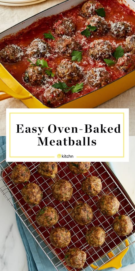 The Ingenious Trick for Easier, More Flavorful Meatballs Simple Meatballs, Easy Homemade Tomato Sauce, Baked Italian Meatballs, Oven Baked Meatballs, Baked Meatball Recipe, Baked Meatballs, Meatball Bake, Easy Oven, Homemade Tomato Sauce