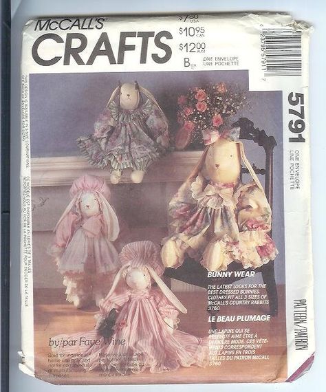 mccall's bunny pattern | McCalls Crafts BUNNY Dolls in 3 sizes and CLOTHING sewing Patterns ... Bunny Clothes, Rabbit Clothes, Crafts Sewing Patterns, Rabbit Dolls, Bunny Outfit, Clothes Sewing, Bunny Doll, Mccalls Sewing Patterns, Mccalls Patterns