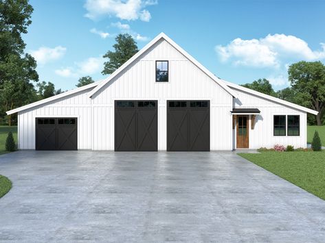 090G-0012: RV Carriage House Plan with Garage, Workshop, and Bonus Room Shop And House Combo Plans, Rv Garage Plans, Garage Outdoor, Garage Apartment Plan, Barn Plan, Farmhouse Garage, Carriage House Plans, 1 Bedroom House, Garage Apartment Plans