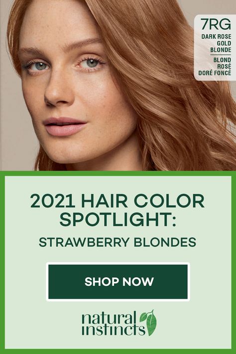 Strawberry Blondes Forever 🍓😍 We’re putting this stunning color on your radar, and making it possible to achieve at home! Tap to shop Natural Instincts in Dark Rose Gold Blonde. Dark Rose Gold Blonde Hair, Gold Blonde Hair, Rose Gold Blonde, Clairol Natural, Clairol Natural Instincts, Gold Blonde, Dark Rose, Colour Inspiration, Natural Shades