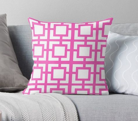 Preppy Bed, Palm Springs Pink, Bed Throw Pillows, Square Couch, Preppy Pillows, Graces Room, Pink Pillow Covers, Pink Throw Pillow, Preppy Bedroom