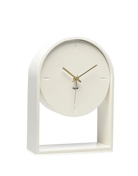 Kartell Air du Temps Table Clock in White by Eugeni Quitllet For Sale at 1stDibs Table Clock Design, Small Desk Clock, Geometric Volume, Molded Chair, Small Clock, Table Clocks, Concrete Table, Mantel Clocks, Tabletop Clocks