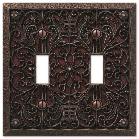 Filigree Aged Bronze Cast - 2 Toggle Wallplate - Wallplate Warehouse Steampunk Bathroom, Electrical Box Cover, Aged Bronze, Classic Wall, Light Switch Plates, Switch Plate, Steel Wall, Light Switch Covers, Wall Plate