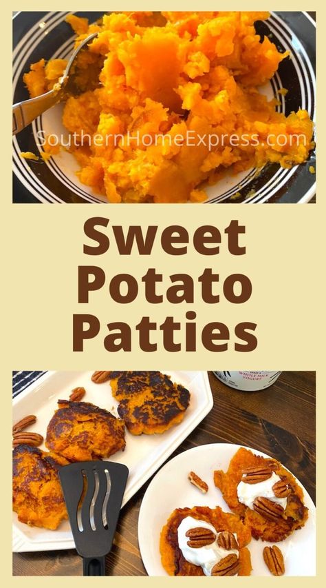 These delicious and easy-to-make sweet potato patties are the perfect addition to any family dinner or holiday meal. You can make them in advance and heat them up if you're pressed for time. #sweetpotatopatties #sweetpotatorecipe #easysidedish #holidaysidedish Leftover Sweet Potato Pancakes, Sweet Potato Patty, Sweet Potato Patties Recipes, Yam Patties Recipes Frozen, Leftover Baked Sweet Potatoes, Potato Patties Recipe, Sweet Potato Patties, Luteal Phase, Easy Sweet Potato