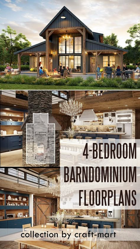 Barndominium (a mix of a barn and condominium) is a growing trend for those who want a roof over their head without breaking the bank. Constructing a barndominium with a shop can be a cost-effective and creative way to live and work on your own land. Loft In Garage, 4 Bedroom Barndominium Floor Plans, Barn Homes Floor Plans, 4 Bedroom Barndominium, Heated Garage, Barndominium Plans, Barn House Design, Pole Barn House Plans, Barn Style House Plans