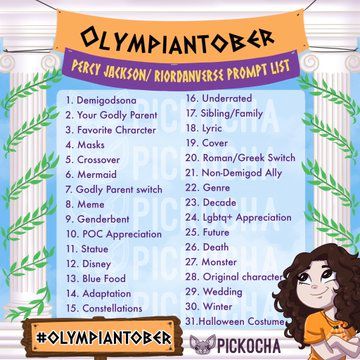 Percy Jackson Oc Challenge, Percy Jackson Oc Art, Percy Jackson Oc, Edit Challenge, Promt List, Percy Jackson Drawings, 30 Day Art Challenge, 30 Day Drawing Challenge, Drawing Challenges