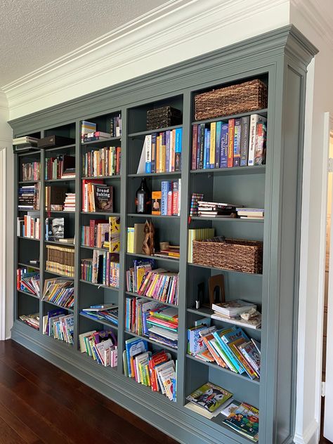 Millstone Grey Benjamin Moore, Bookshelves Color Ideas, Benjamin Moore Millstone Gray, Templeton Gray Benjamin Moore, Millstone Gray Benjamin Moore, Gray Bookshelves, Millstone Gray, Green Bookshelves, Grey Bookshelves