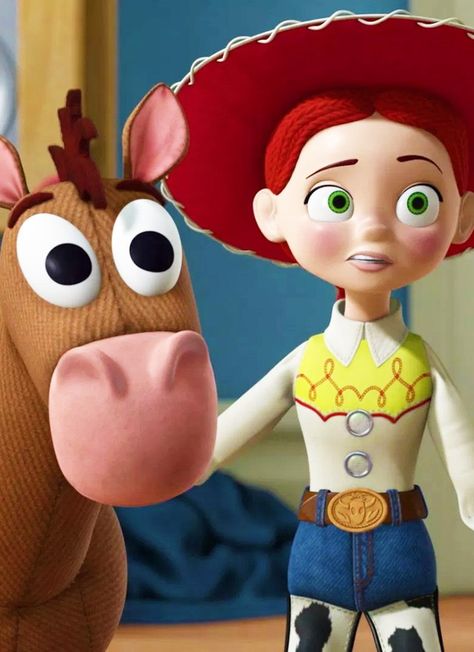 Bullseye and Jessie Jessi Toys Tory, Jessie Cosplay, Toy Story Wallpaper, Cinderella Cartoon, Toy Story Jessie, Dibujos Toy Story, Story Wallpaper, Toy Story Movie, Jessie Toy Story