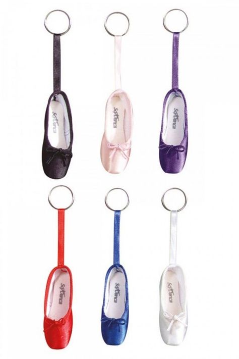 Cute KCE01 Pointe Shoe Key Ring from So DancaThe perfect gift for any budding ballerinathis miniature satin pointe shoe key ring comes in a wide range of vivid coloursWhitePinkRedPurpleRoyal Blue and Black. Mens Dance, Dance Leggings, Pointe Shoe, Latin Shoes, Dance Sneakers, Jazz Shoes, Dance Gifts, Little Ballerina, Dance Bag