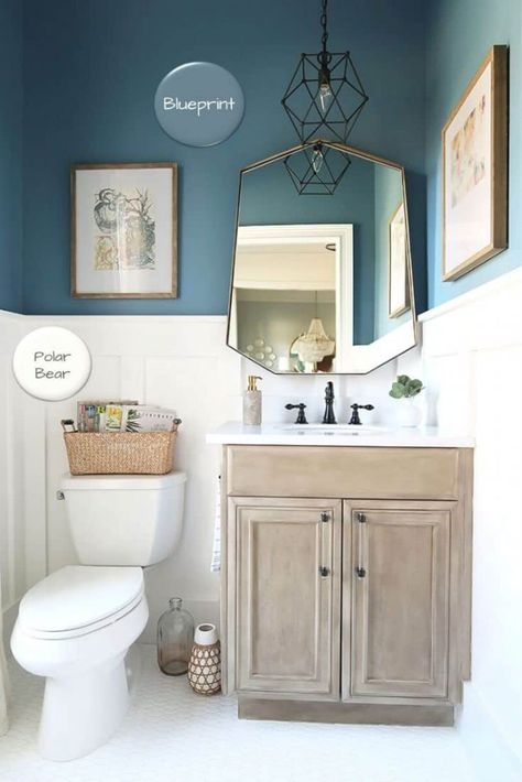 Looking for that perfect shade of blue paint? Tour my home with the most beautiful blue paint colors for every room in the house. Behr Blueprint. #bestbluepaintcolors #palebluepaint #deepbluepaint #bluepaintcolors #porchdaydreamer Behr Blueprint, Coastal Powder Room, Best Blue Paint Colors, Blue Paint Colors, Small Space Diy, Rooms Reveal, Blue Bathroom, Bathroom Colors, Room Remodeling