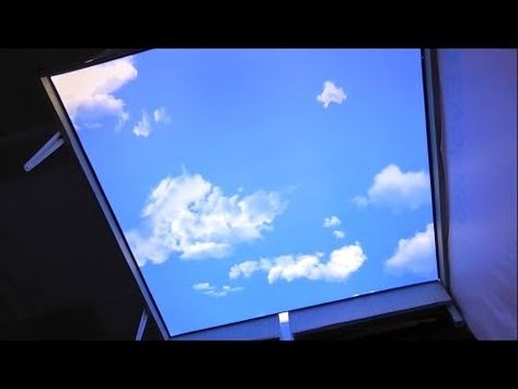 do it yourself stretch ceiling sky with LED lighting / DIY stretch ceiling - YouTube Artificial Skylight, Skylight Design, Sky Ceiling, Stretch Ceiling, Lighting Diy, Led Lighting Diy, Diy Tech, Diy Ceiling, Suspended Ceiling