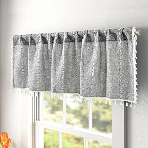 Farmhouse Kitchen Valance, Diy Window Valance, Bedroom Valances, Valances For Windows, Valance Patterns, Linen Valances, Curtain Valances, Bathroom Window Treatments, Bohemian Room Decor