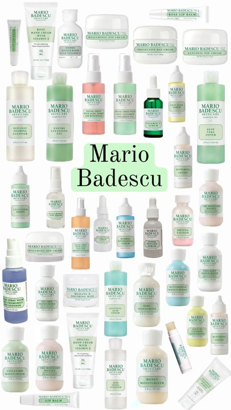 Mario Badescu has so many products lol. This isn’t even all of it! Any ideas? Makeup You Need, Rose Lip Balm, Sephora Skin Care, Mario Badescu Skin Care, Skincare Inspiration, Perfect Skin Care Routine, Pretty Skin Care, Facial Spray, Skin Care Items