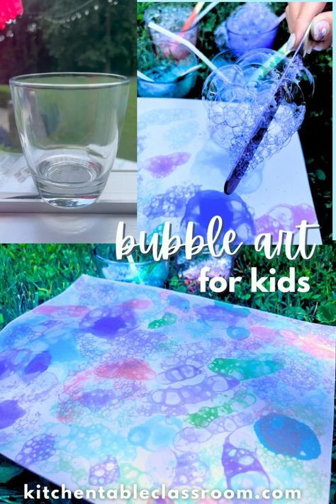 Watch how to make bubble art using bubble solution and food coloring in this fun process art experience for kids Bubble Art For Kids, Kwanzaa Crafts For Kids, Kwanzaa Crafts, Bubble Crafts, Bubble Activities, Bubble Solution, Bubble Painting, Preschool Arts And Crafts, Preschool Art Activities