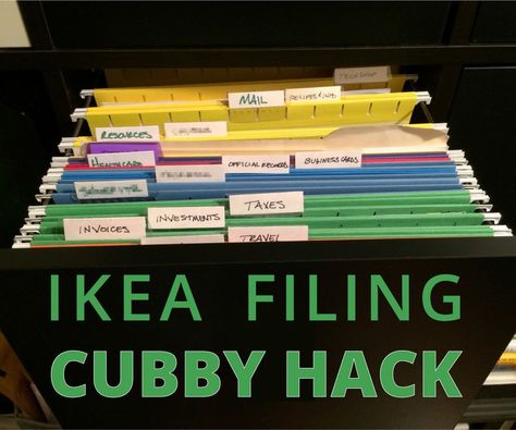 IKEA Expedit Filing Cabinet Hack: Like many nomadic friends, we own one of the Expedit units from IKEA. I has 5 cubbies down and across and since we live with limited storage space, this has been a useful addition to our apartment. Despite their widespread usage and clear dominanc... Expedit Hack, Wood Drawer Slides, Cabinet Hack, Little Brother Quotes, Hanging File Organizer, Hack Ikea, Ikea Expedit, Genealogy Chart, Hanging Folders