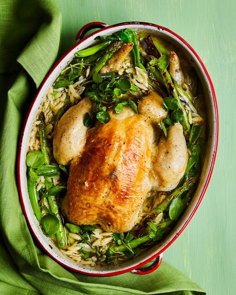 Spring Chicken Recipes, Chicken With Orzo, Rice Casseroles, Chicken Cottage, Chicken And Orzo, One Pot Chicken Recipes, Roast Chicken Dinner, Food For Friends, Famous Recipes