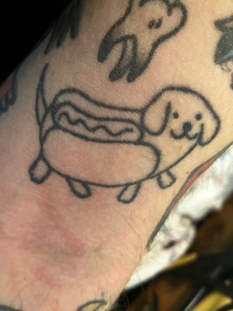 Rory Blank on Twitter: "Changed my body from the way God made it, It reflects my altered mind. https://t.co/NeTvf80qnE" / Twitter Wiener Dog Tattoo, Hot Dog Tattoo, Hot Dog Dog, Funky Tattoos, Dog Tattoo, A Level Art, Dog Tattoos, Wiener Dog, Tattoo Inspo