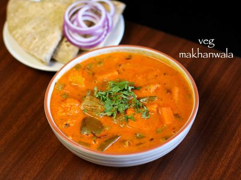 veg makhanwala recipe | vegetable makhanwala | veg makhani recipe Veg Makhanwala Recipe, Makhani Recipe, Subzi Recipe, Recipe With Vegetables, Vegetarian Gravy, Desi Khana, Indian Side Dishes, Hebbar's Kitchen, Veg Dishes