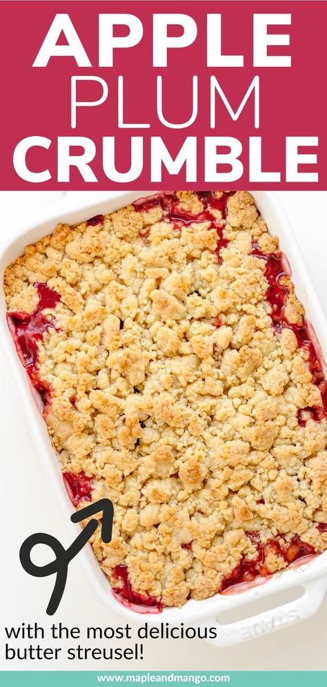 Plum Apple Recipes, Plum And Apple Crumble, Ice Cream Custard, Fruit Crumble Recipe, Plum Crumble, Apple Crumble Recipe, Plum Recipes, Apple Crumb, Cream Custard