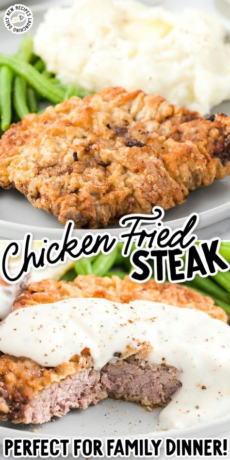 Chicken Fried Steak Fried Cube Steak Recipes, Tender Cube Steak, Meatball Meals, Fried Cube Steaks, Beef Cube Steak Recipes, Cheap Casserole Recipes, Chicken Fried Steak Recipe, Breaded Steak, Chicken Breast Crockpot