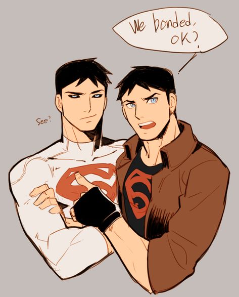 Yeah they bonded Superboy Young Justice, Young Justice Superboy, Dc Funny, Conner Kent, Young Justice League, Super Boy, Spidersona Ideas, Superman X Batman, Superman Family