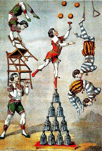 Acrobats, 1870 Antique Circus, Warwick Goble, Cirque Vintage, Old Circus, Circus Vintage, Vintage Circus Posters, Antique Art Prints, Pierrot Clown, Circus Acts