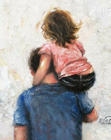 Father Daughter Art, Pink Girls Room, Father Daughter Photos, Dad Drawing, Father Art, Father And Daughter, Dad Daughter, Foto Art, Step By Step Painting